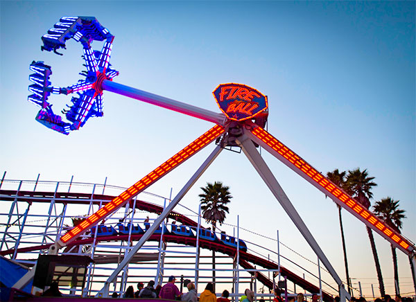 Santa Cruz Beach Boardwalk Amut Park Thrill Rides Fireball